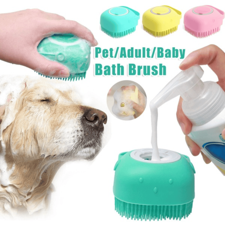 Silicone Dog Bath & Massage Gloves – Pet Grooming Tool with Shampoo Dispenser