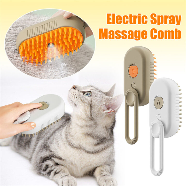 3-in-1 Electric Pet Brush – Steam, Massage, and Grooming Tool for Cats & Dogs