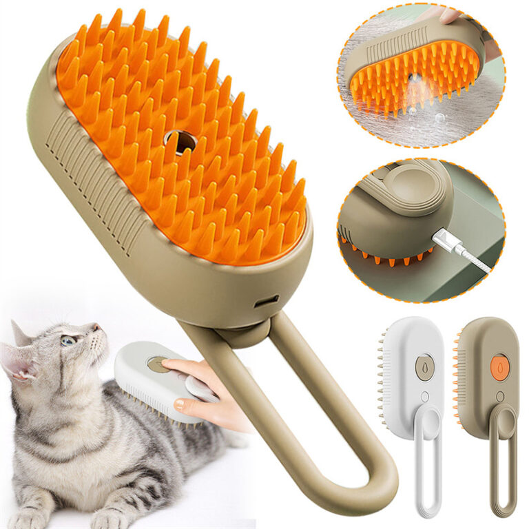 3-in-1 Electric Pet Brush – Steam, Massage, and Grooming Tool for Cats & Dogs